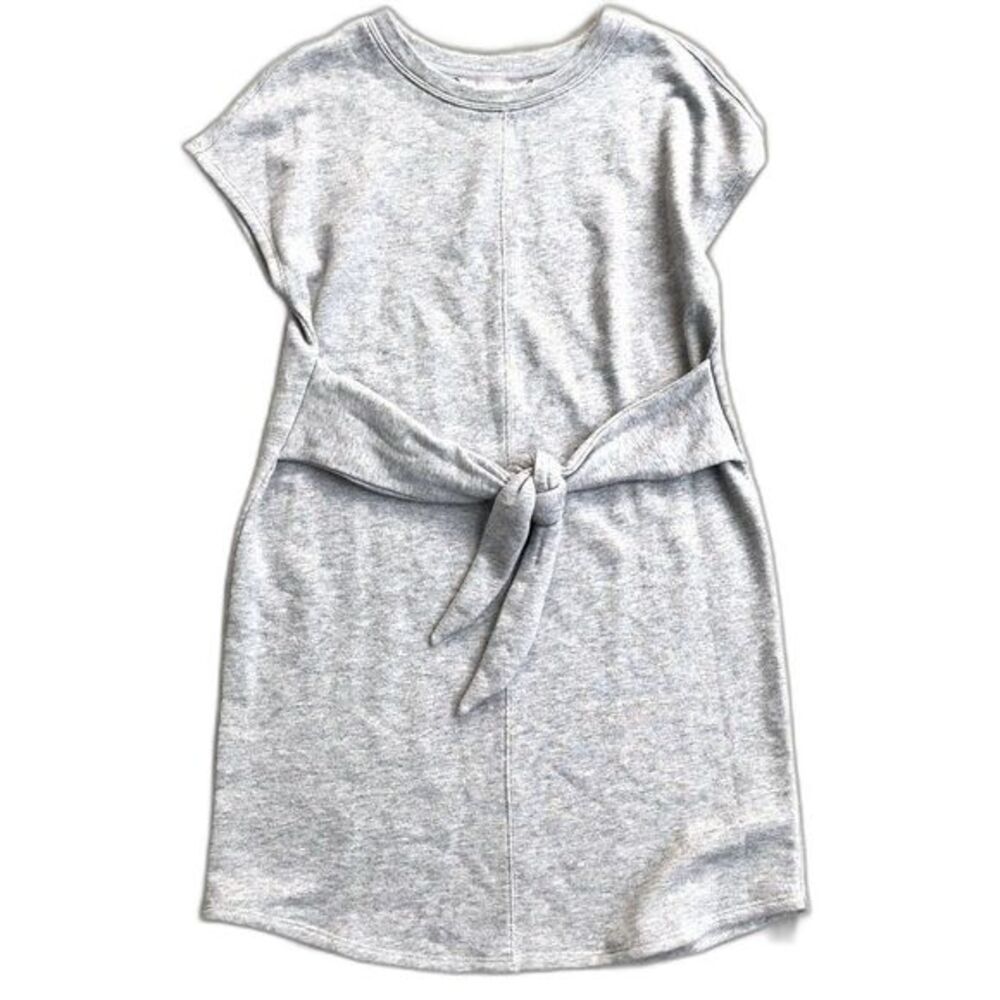 Athleta Embrace Sweatshirt Mini Dress Gray Tie Waist Short Sleeve XS - Picture 2 of 6